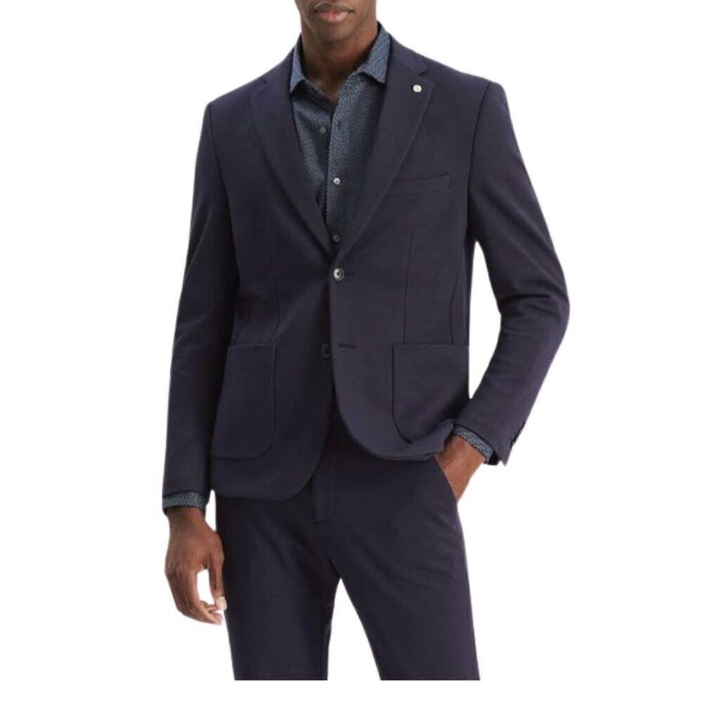 NWT Nicestuff Knit Interlock Blazer Jacket in Navy Sz. L